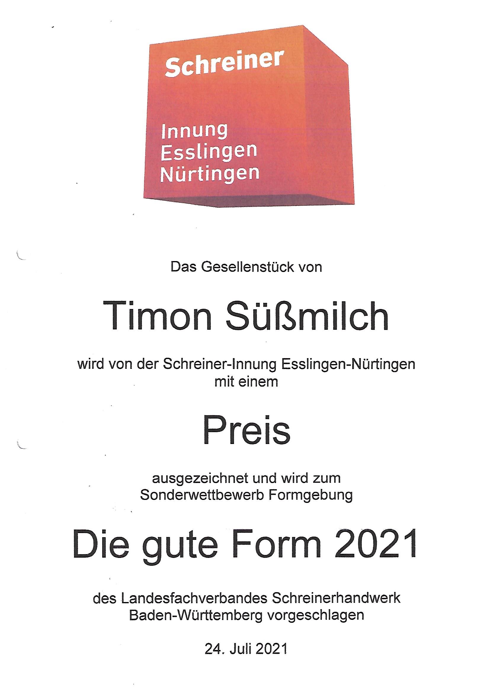 Auszeichnung Azubi Timon